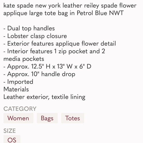 Kate Spade Reiley Flower Tote 1 LEFT! - Picture 6 of 6